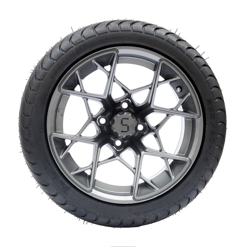 225/30-14 Machined/Gunmetal Tyre and Wheel Combo