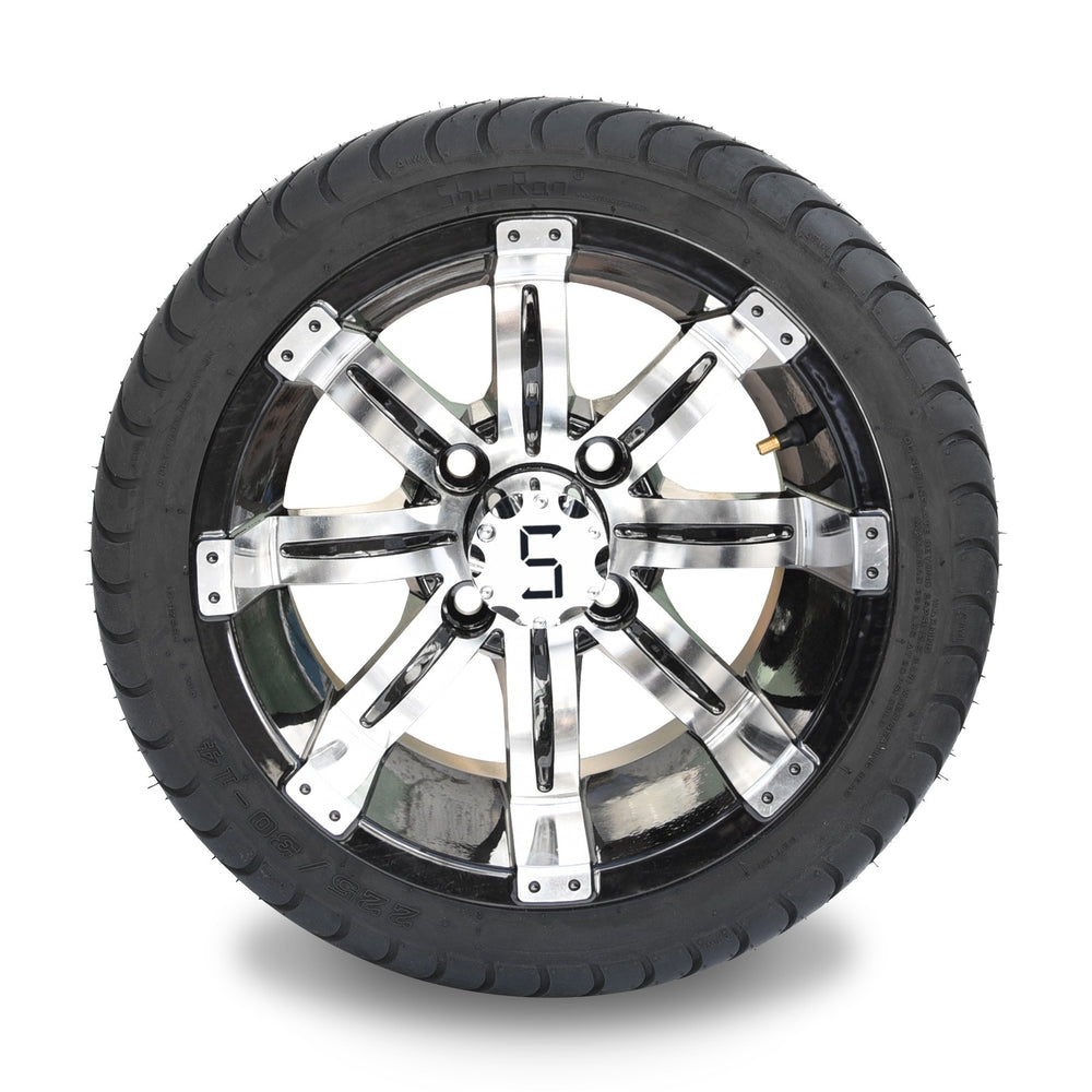 225/30-14 Machined/Gloss Black Tyre and Wheel Combo