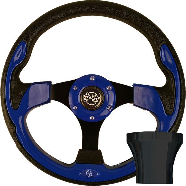 STEERING WHEEL KIT, BLUE/RALLY 12.5 W/BLACK ADAPTER, E-Z-GO