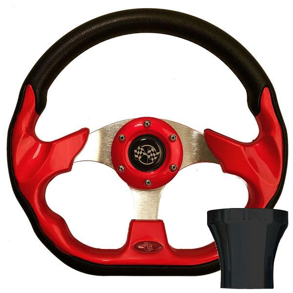 STEERING WHEEL KIT, RED/RACE 12.5 W/BLACK ADAPTER, E-Z-GO